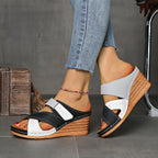 Colourblock Wedge Slides | Women's Cushioned Comfort with Stylish Elevation for Everyday Wear 0