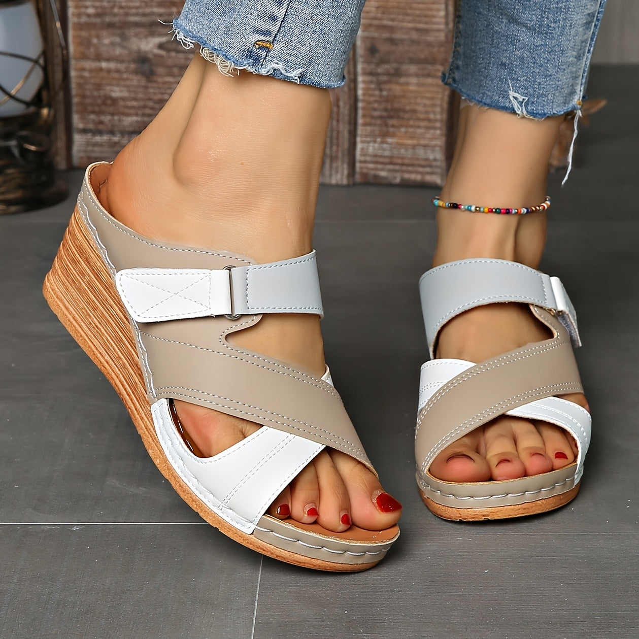 Colourblock Wedge Slides | Women's Cushioned Comfort with Stylish Elevation for Everyday Wear 3