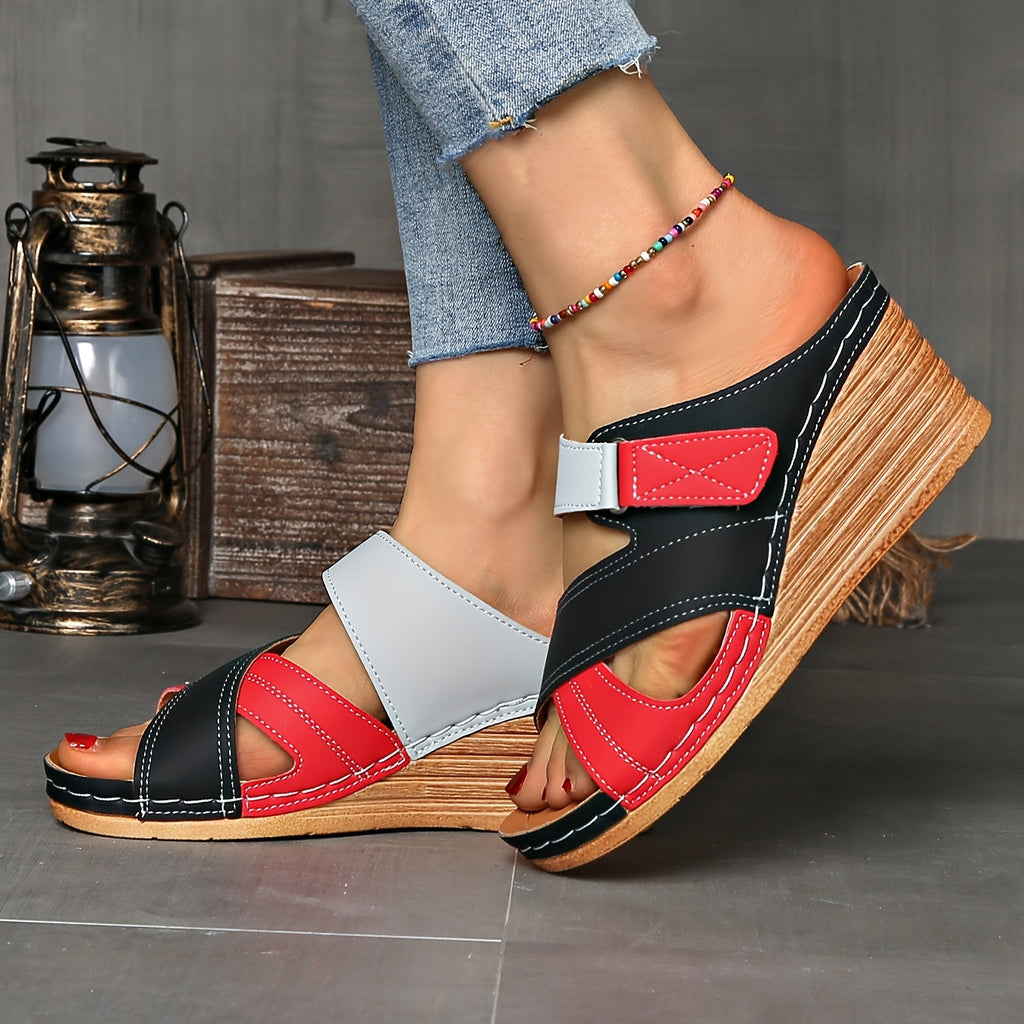 Colourblock Wedge Slides | Women's Cushioned Comfort with Stylish Elevation for Everyday Wear 5