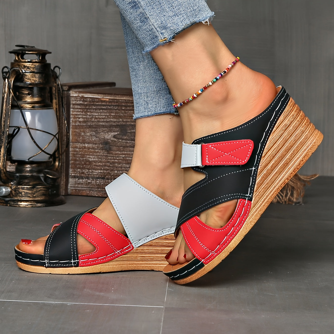 Colourblock Wedge Slides | Women's Cushioned Comfort with Stylish Elevation for Everyday Wear 5