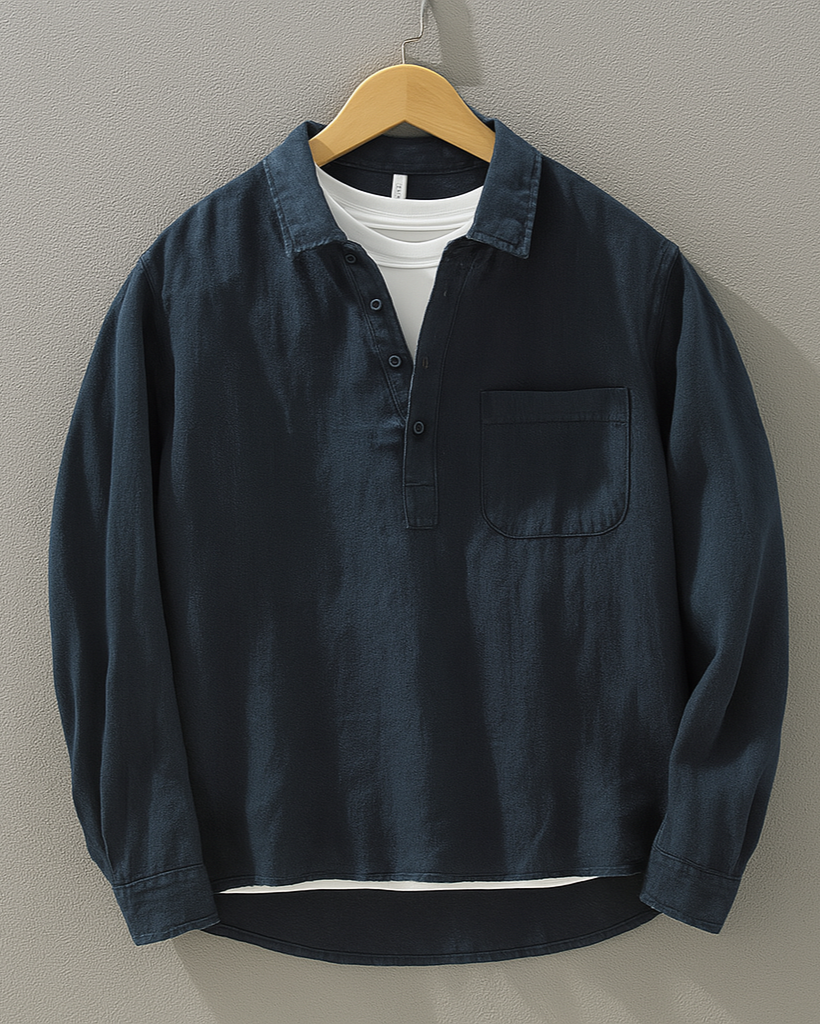 Cotton-Linen Popover Shirt with Breathable Fabric | Relaxed Fit for All-Day Comfort 0