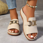 Cushioned Women's Sandals with Elegant Gold Buckle | Stylish Comfort for Everyday Wear 3