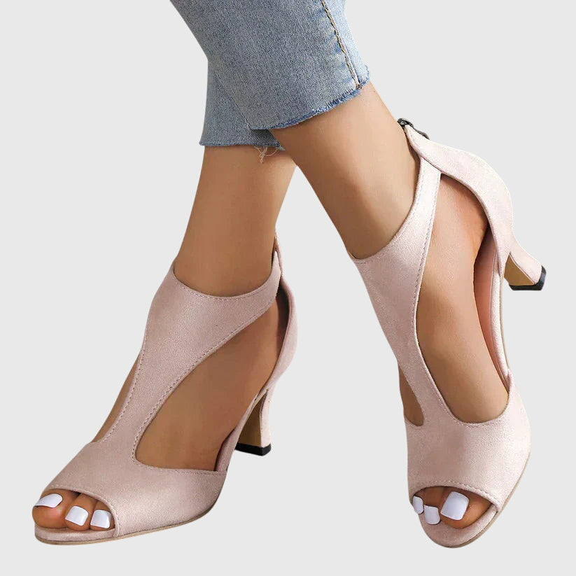 Delfina | Women's White Heels with Breathable Design for All-Day Comfort 0