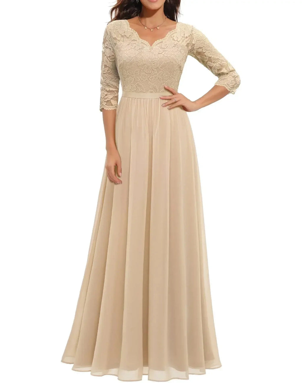 Diane™ | Women's White Lace Maxi Dress with Flattering Bodice | Elegant Fit for Formal Occasions 0