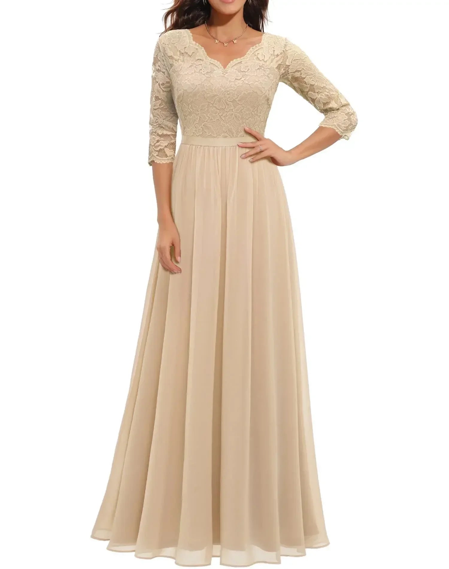 Diane™ | Women's White Lace Maxi Dress with Flattering Bodice | Elegant Fit for Formal Occasions 0