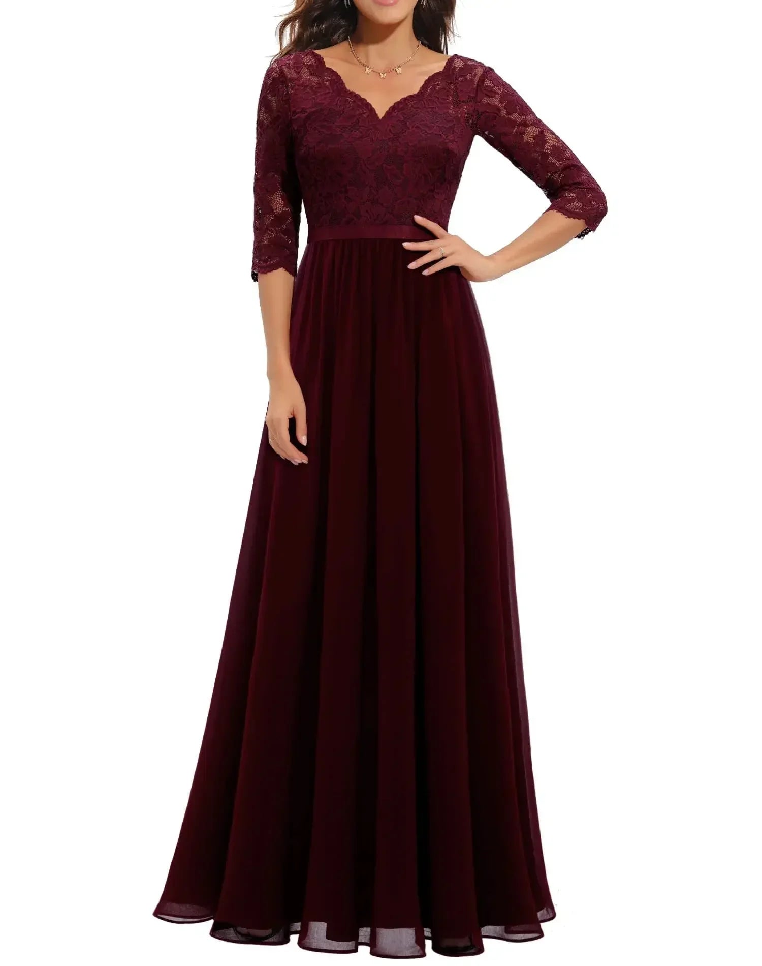 Diane™ | Women's White Lace Maxi Dress with Flattering Bodice | Elegant Fit for Formal Occasions 10