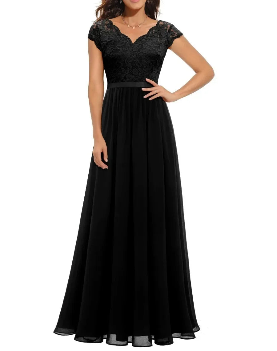 Diane™ | Women's White Lace Maxi Dress with Flattering Bodice | Elegant Fit for Formal Occasions 4