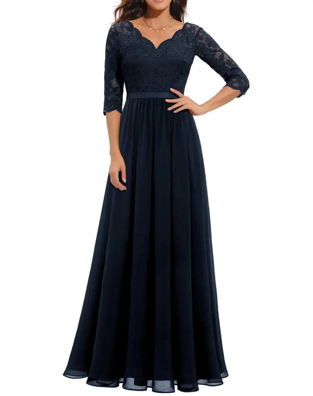 Diane™ | Women's White Lace Maxi Dress with Flattering Bodice | Elegant Fit for Formal Occasions 7