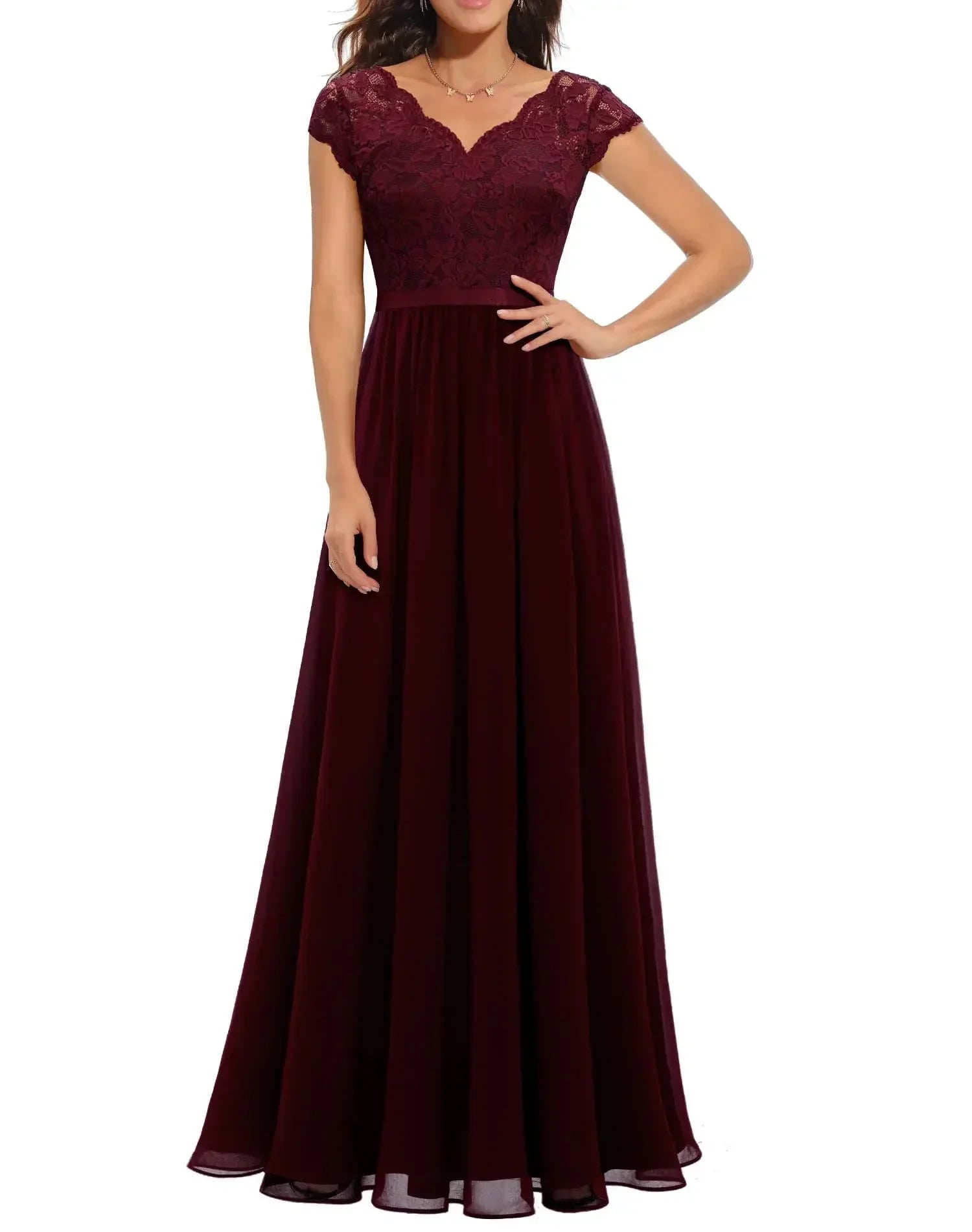 Diane™ | Women's White Lace Maxi Dress with Flattering Bodice | Elegant Fit for Formal Occasions 9