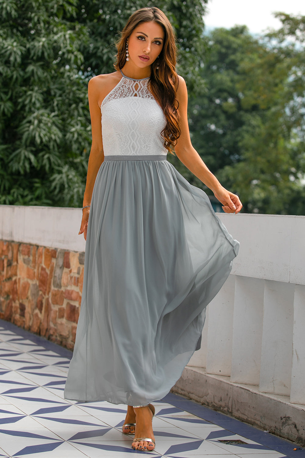 Elegant Collection | Floral Maxi Dress with Flowing Skirt | Perfect for Special Occasions and Weddings 0