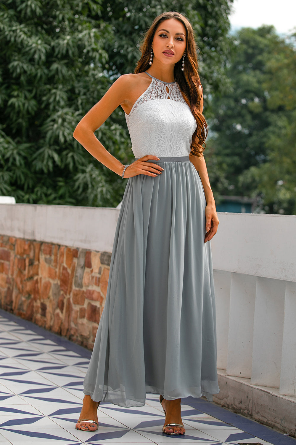 Elegant Collection | Floral Maxi Dress with Flowing Skirt | Perfect for Special Occasions and Weddings 4
