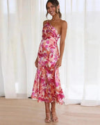 Elegant Collection | Floral Midi Dress with Asymmetric Design | Flattering Silhouette for Effortless Charm 1