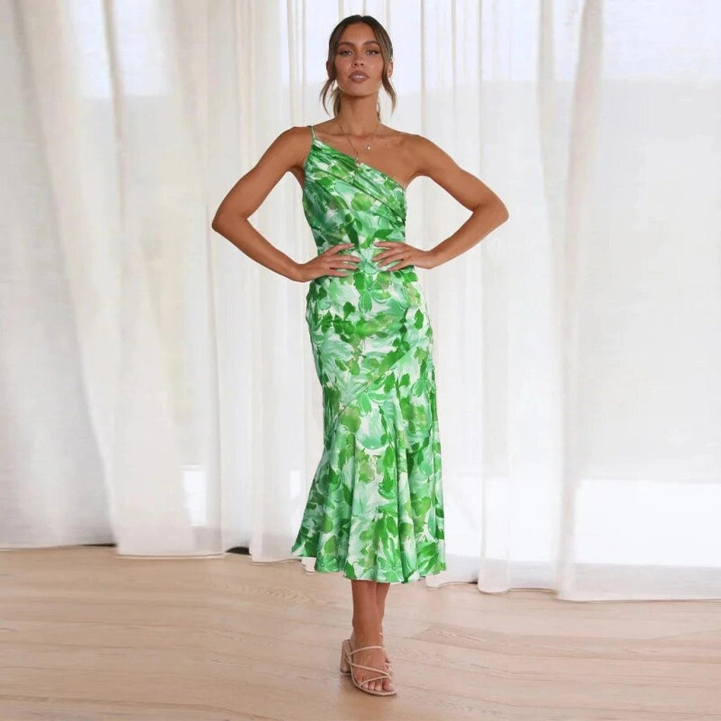 Elegant Collection | Floral Midi Dress with Asymmetric Design | Flattering Silhouette for Effortless Charm 4