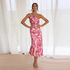 Elegant Collection | Floral Midi Dress with Asymmetric Design | Flattering Silhouette for Effortless Charm 9