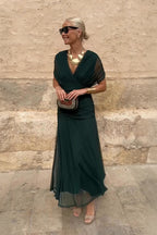Elegant Collection | V-Neck Maxi Dress with Flowing Skirt | Long Dress for Enchanting Occasions 0