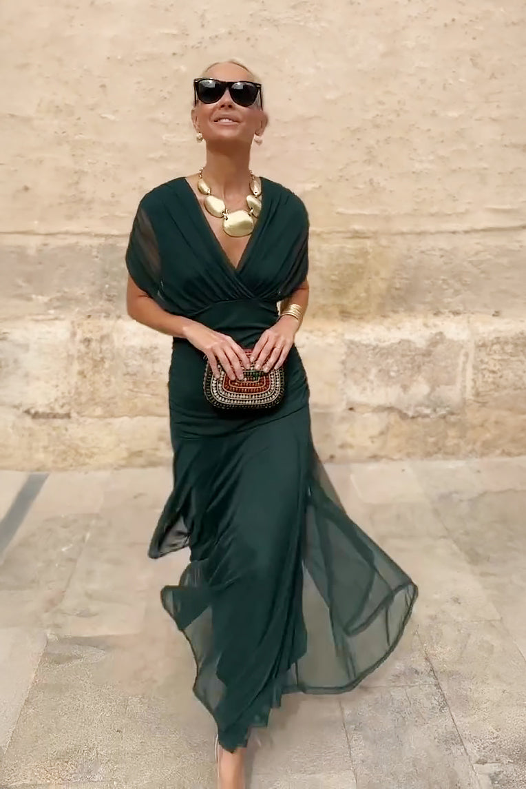 Elegant Collection | V-Neck Maxi Dress with Flowing Skirt | Long Dress for Enchanting Occasions 1
