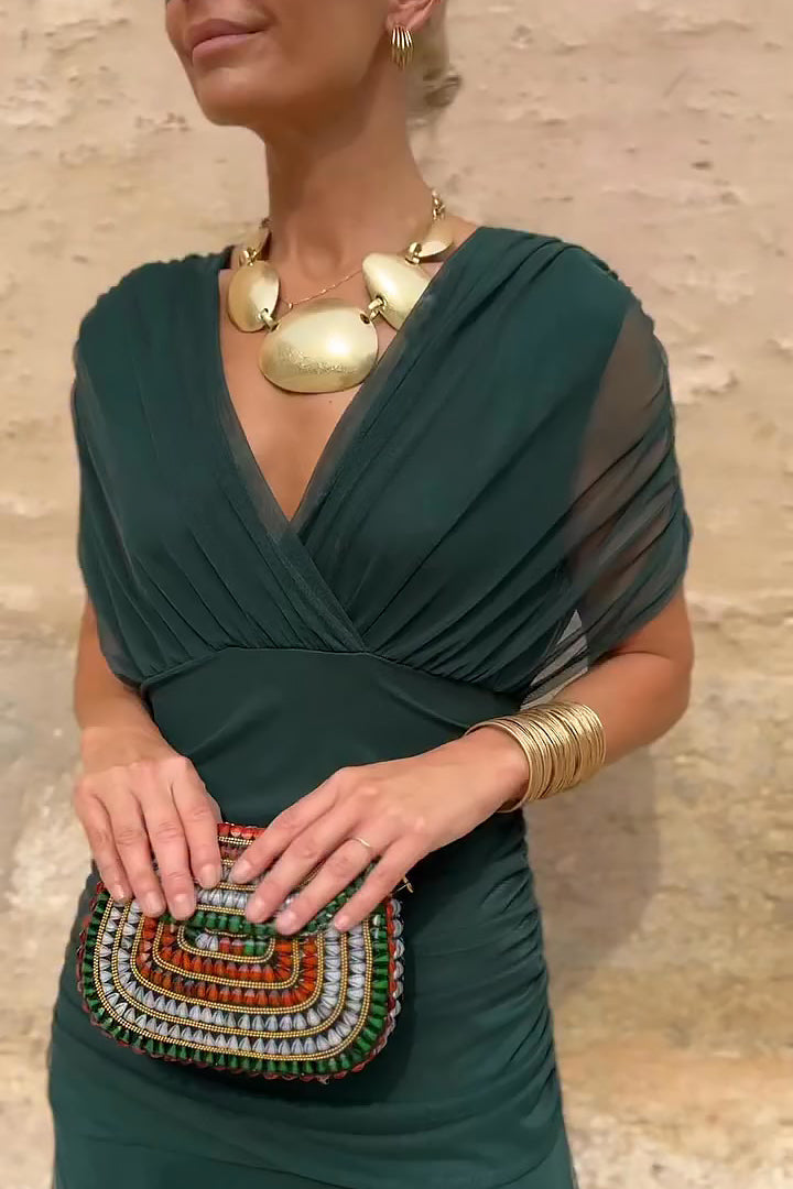 Elegant Collection | V-Neck Maxi Dress with Flowing Skirt | Long Dress for Enchanting Occasions 2