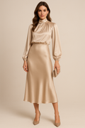 Elegant Collection | White Midi Dress with High Waist Design | Timeless Style for Any Occasion