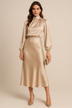 Elegant Collection | White Midi Dress with High Waist Design | Timeless Style for Any Occasion