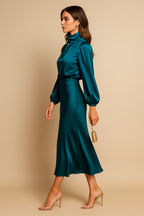 Elegant Collection | White Midi Dress with High Waist Design | Timeless Style for Any Occasion