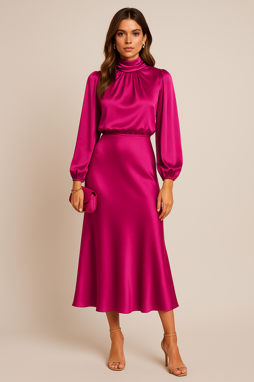 Elegant Collection | White Midi Dress with High Waist Design | Timeless Style for Any Occasion