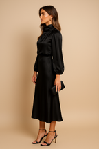 Elegant Collection | White Midi Dress with High Waist Design | Timeless Style for Any Occasion