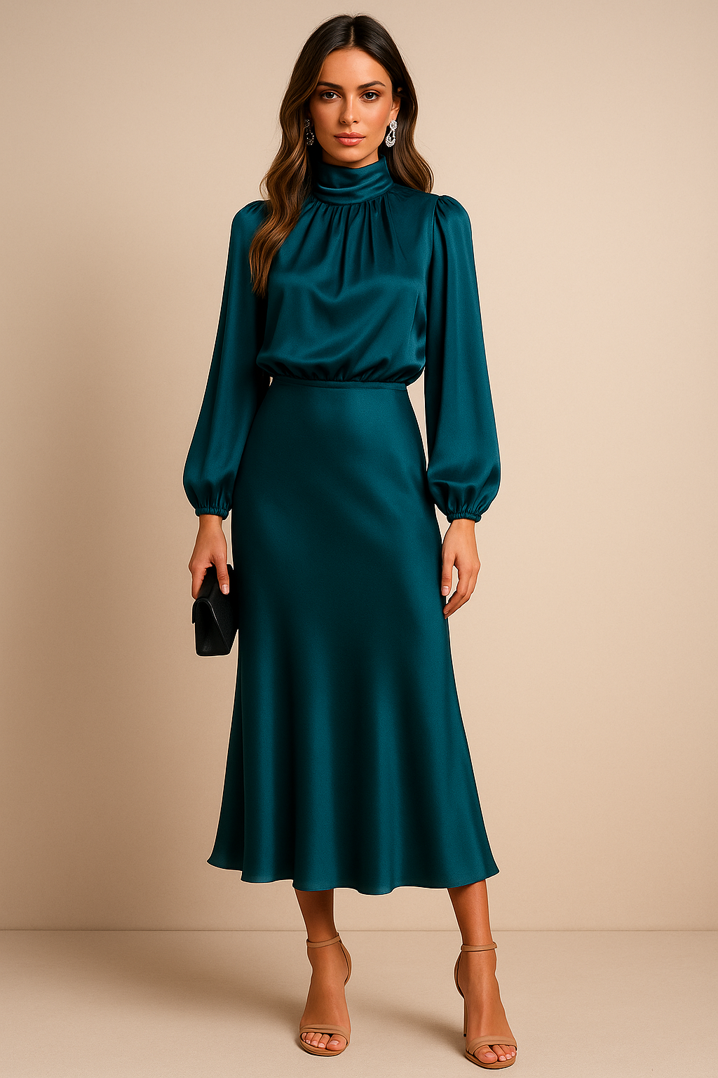 Elegant Collection | White Midi Dress with High Waist Design | Timeless Style for Any Occasion