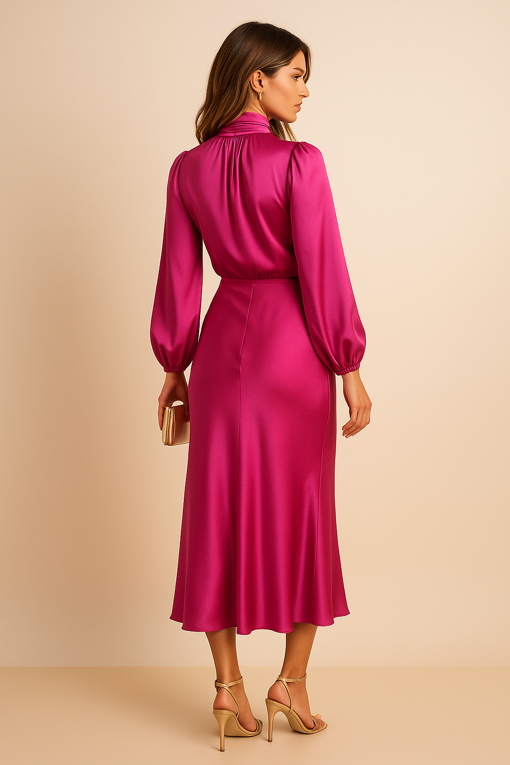 Elegant Collection | White Midi Dress with High Waist Design | Timeless Style for Any Occasion