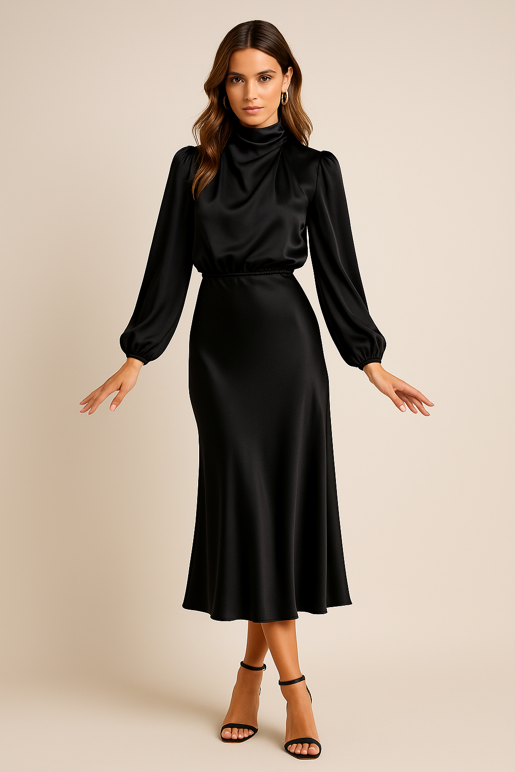 Elegant Collection | White Midi Dress with High Waist Design | Timeless Style for Any Occasion