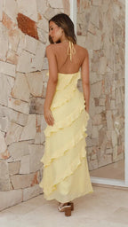 Elegant Collection | Women's Ruffle Maxi Dress with Halter Neck Design | Perfect for Wedding Guests and Summer Events 1