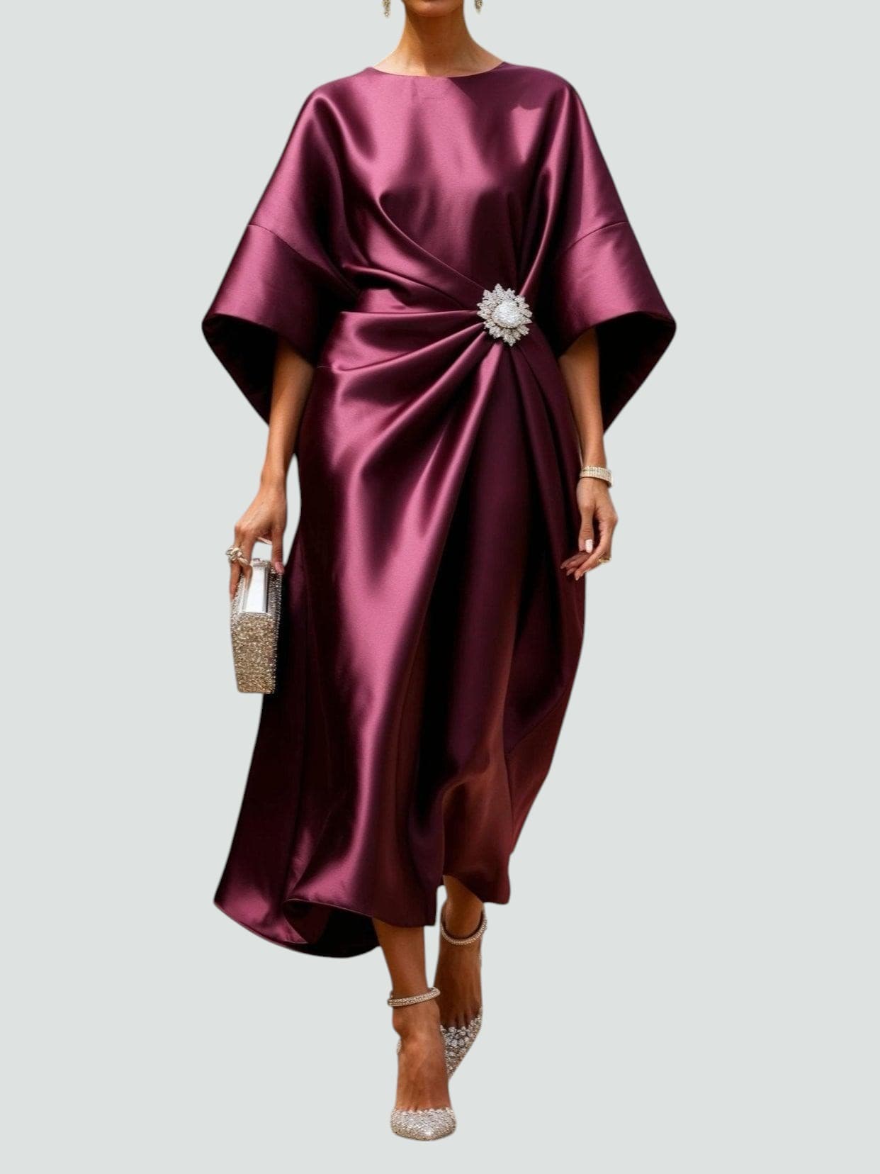 Elegant Collection | Women's White Dress with Timeless Long Cut | Luxurious Shine for All Occasions 1