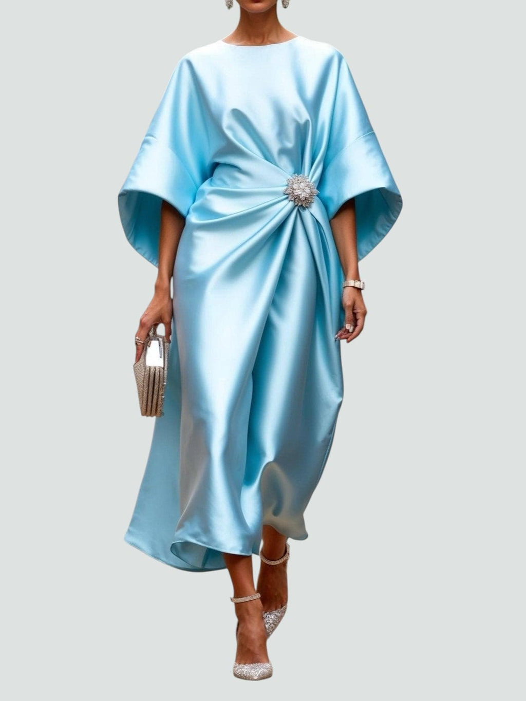 Elegant Collection | Women's White Dress with Timeless Long Cut | Luxurious Shine for All Occasions 2