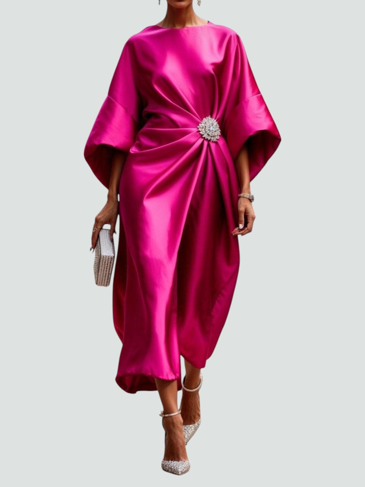 Elegant Collection | Women's White Dress with Timeless Long Cut | Luxurious Shine for All Occasions 3