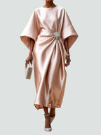 Elegant Collection | Women's White Dress with Timeless Long Cut | Luxurious Shine for All Occasions 4