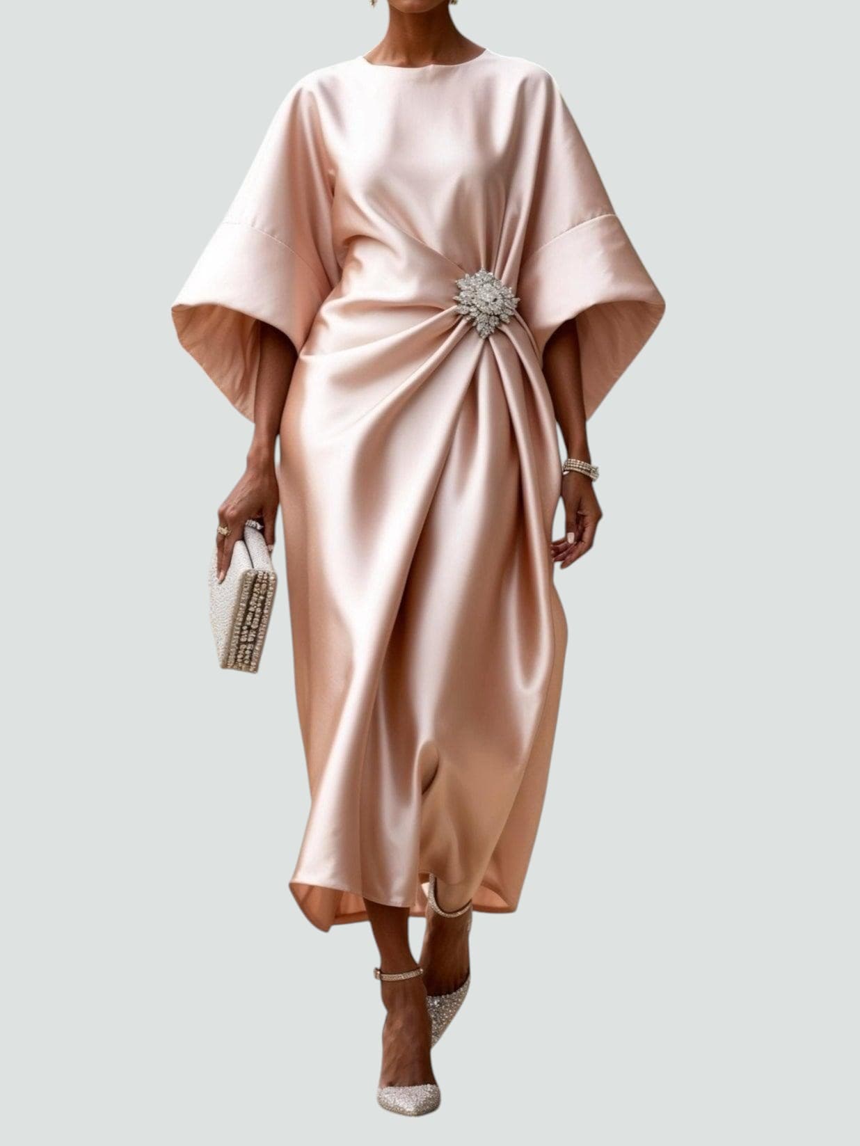 Elegant Collection | Women's White Dress with Timeless Long Cut | Luxurious Shine for All Occasions 4