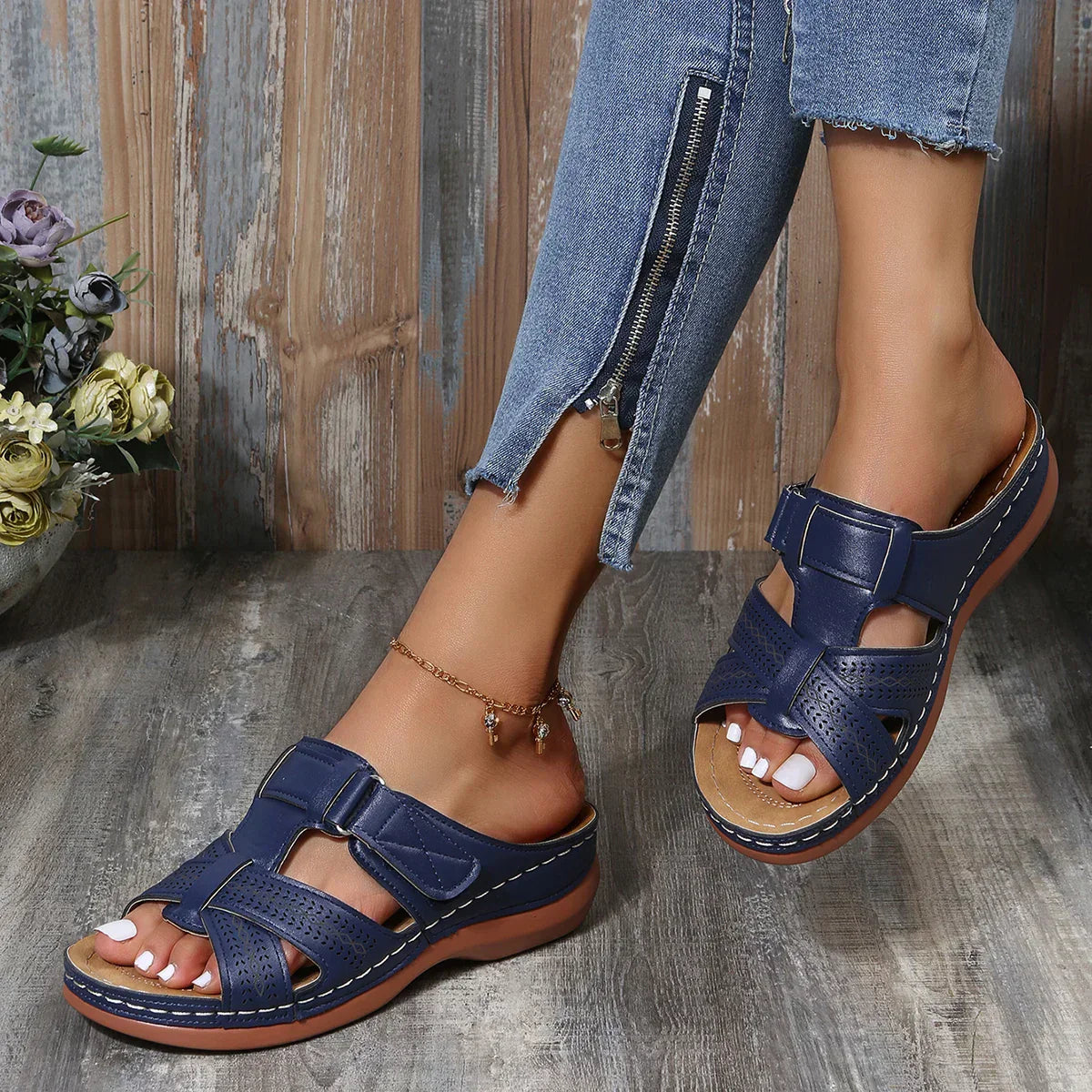 Elegant Comfort | Women's Sandals with Orthopedic Cushioned Wedge | Stylish Support for All-Day Wear 8