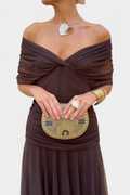 Elegant Evening Dress | Off-Shoulder Gown with Flattering Fit | Timeless Style for Special Occasions 0