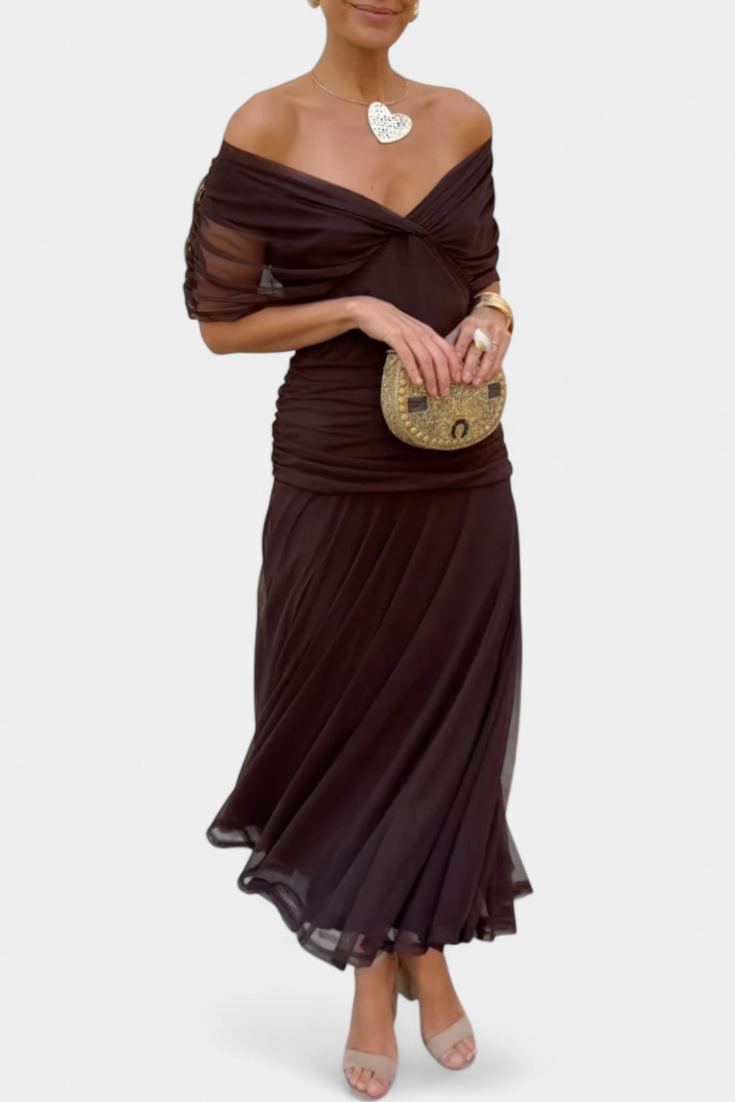 Elegant Evening Dress | Off-Shoulder Gown with Flattering Fit | Timeless Style for Special Occasions 5
