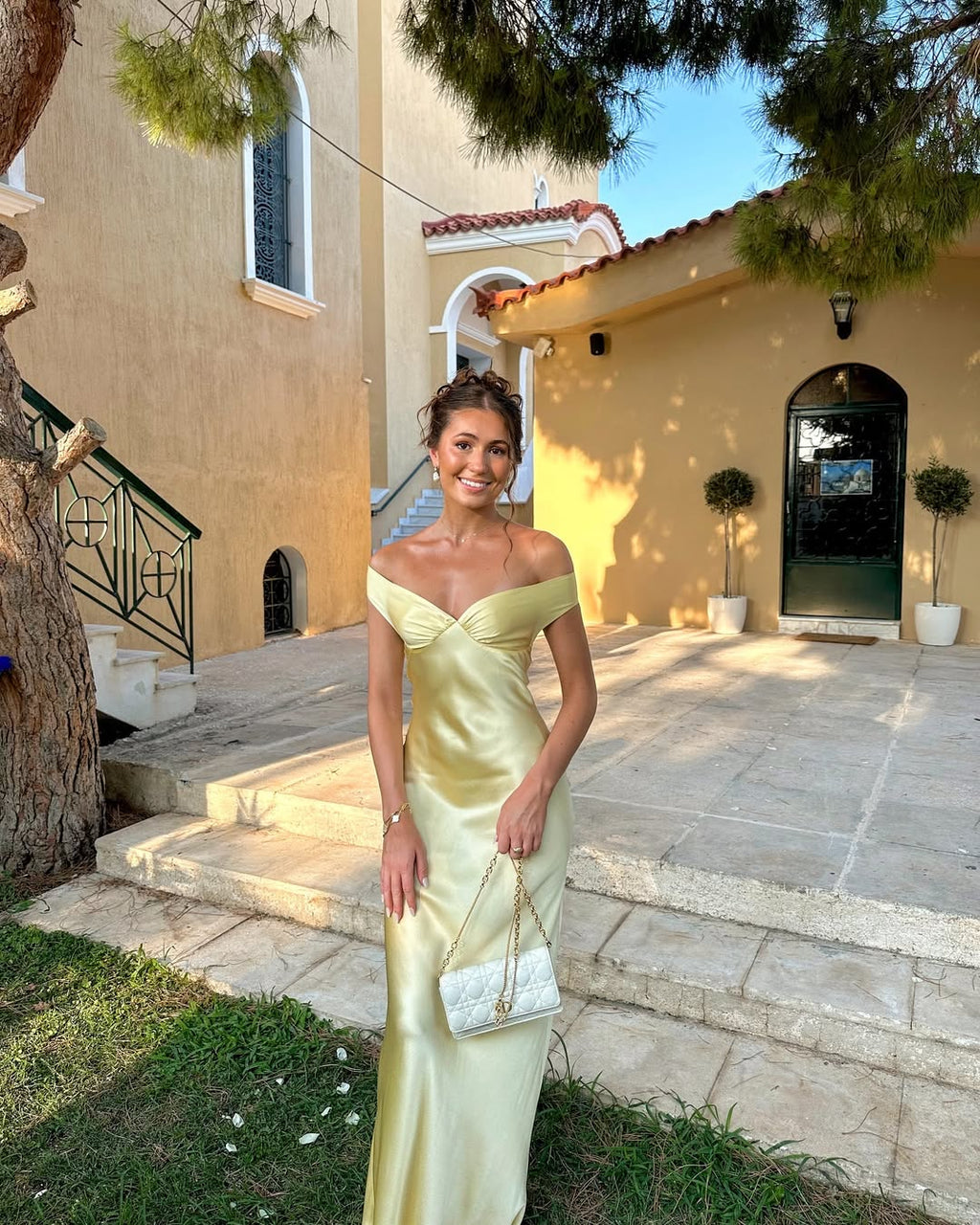 Elegant Evening Gown | Off-Shoulder Satin Dress with Sculpted Bodice | Flattering Fit for Special Occasions 2