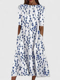 Elegant Floral Midi Dress with Comfortable Stretch Fabric | Long Sleeve Design for Effortless Summer Style 0