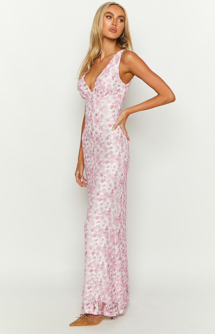 Elegant Floral Wedding Guest Dress with V-Neckline | Timeless Charm for Special Occasions 3