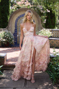 Elegant Halter Dress | Women's Wedding Guest Dress with Floral Design | Stunning Cocktail Attire for Special Occasions 0