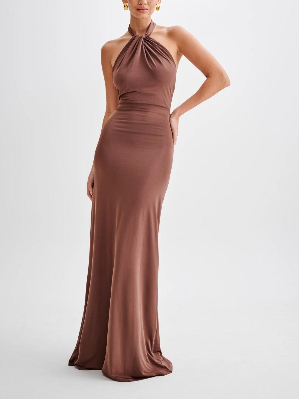 Elegant Halter Maxi Dress with Ruched Detailing | Timeless Long Dress for Women 2