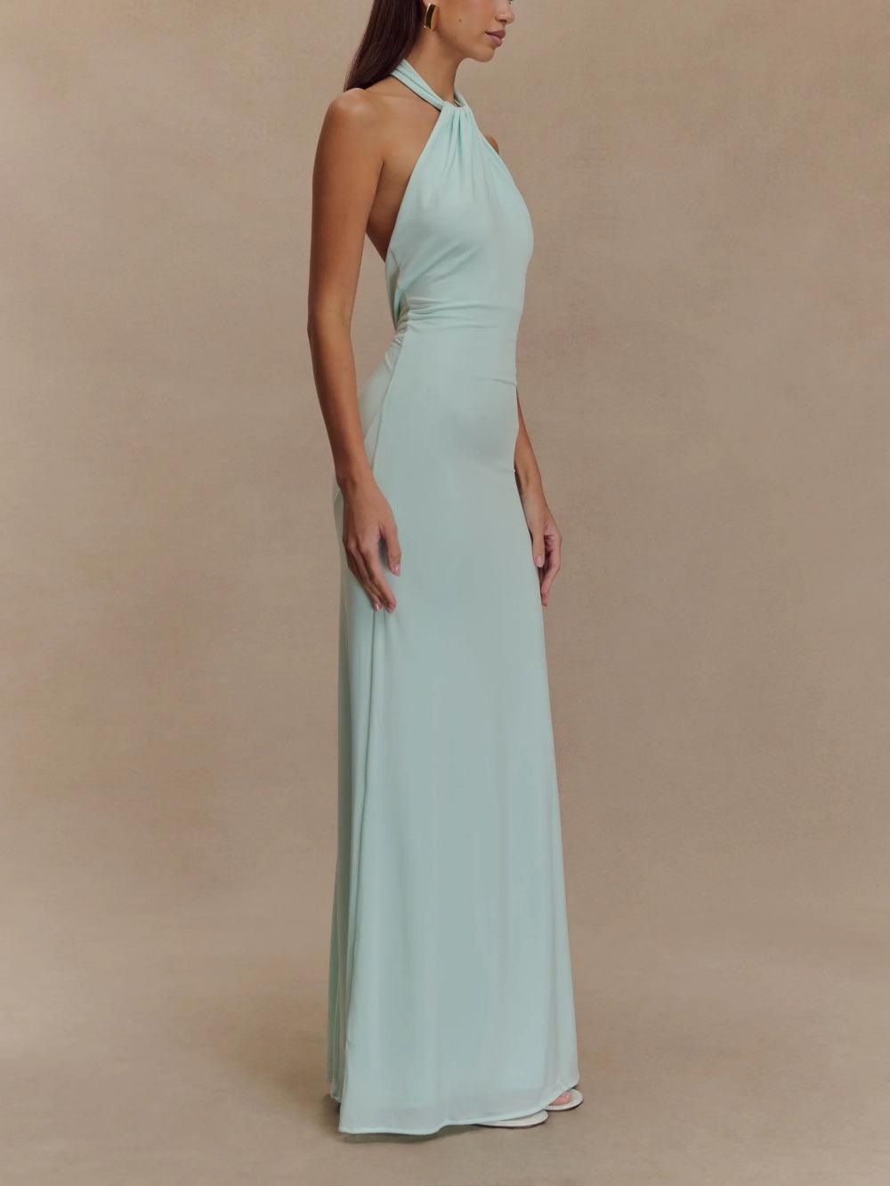 Elegant Halter Maxi Dress with Ruched Detailing | Timeless Long Dress for Women 4