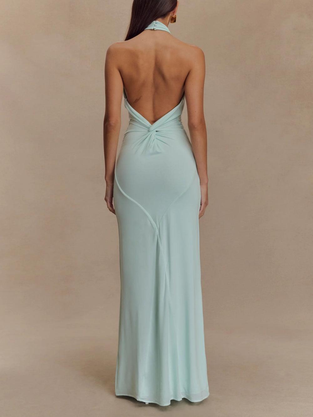 Elegant Halter Maxi Dress with Ruched Detailing | Timeless Long Dress for Women 5