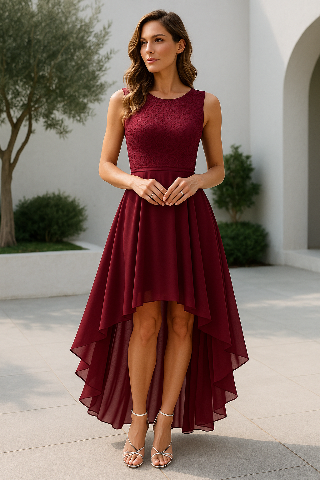 Elegant High-Low Dress | Women's Wedding Guest Dress with Flattering Silhouette | Perfect for Formal Events and Celebrations 0