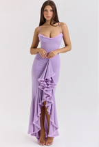 Elegant Lace Ruched Dress | Women's Cocktail Dress with Cascading Ruffles | Flattering Silhouette for Effortless Elegance 1