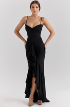 Elegant Lace Ruched Dress | Women's Cocktail Dress with Cascading Ruffles | Flattering Silhouette for Effortless Elegance 4