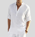 Elegant Linen Men's Dress Shirt with Timeless Collar Design | Versatile Style for Any Occasion 0