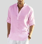 Elegant Linen Men's Dress Shirt with Timeless Collar Design | Versatile Style for Any Occasion 1